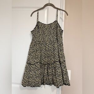 Urban Outfitters Black Mini Dress with Yellow and Cream Floral Print